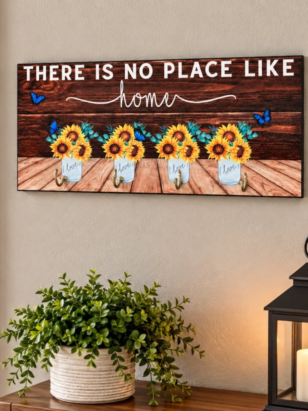 π» Rustic βThere Is No Place Like Homeβ Key Holder